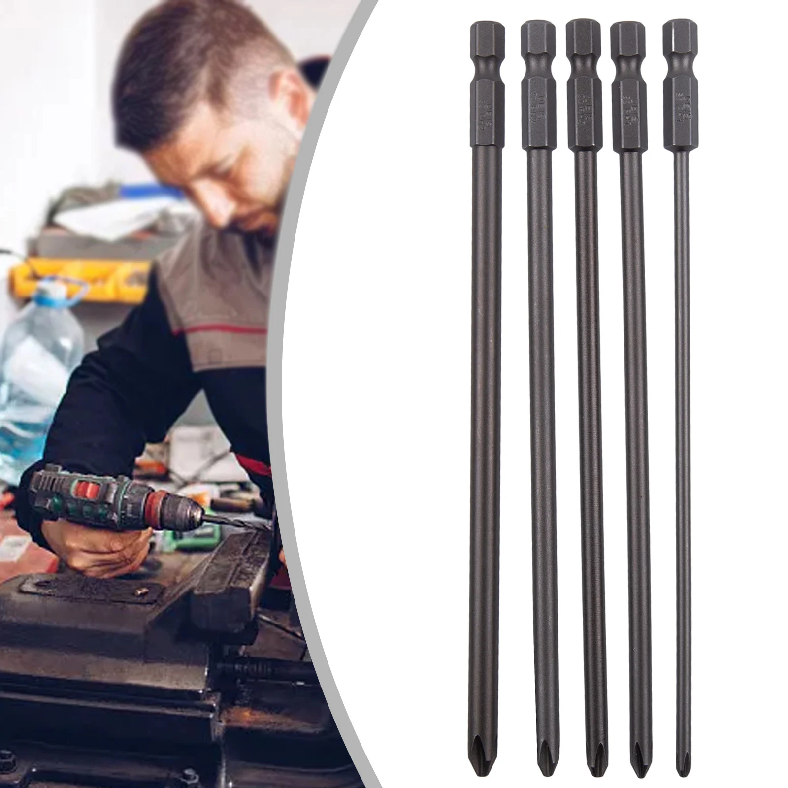 

Electric Drills Screwdriver Bits Tool Steel Shank Silver 1 4Inch 5Pcs 6.35mm Bits Cross Screwdriver PH1 Power Driver Tool