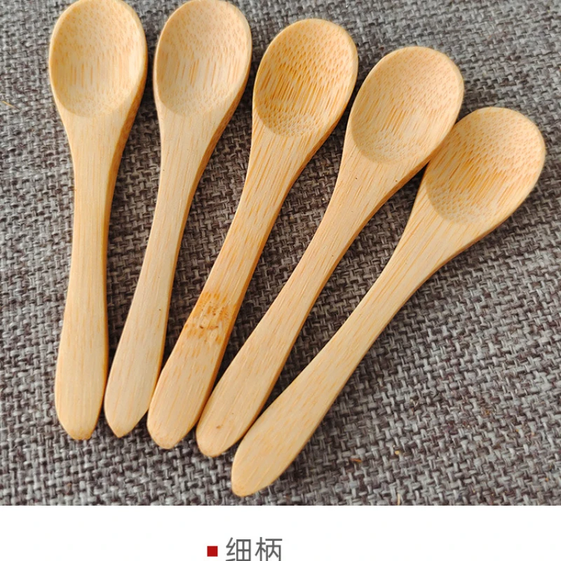 5Pcs Ice Cream Spoon Mini Easy Clean Wear-resistant Natural bamboo Wooden  Honey Children\'s Spoon Yogurt Spoon for Kitchen