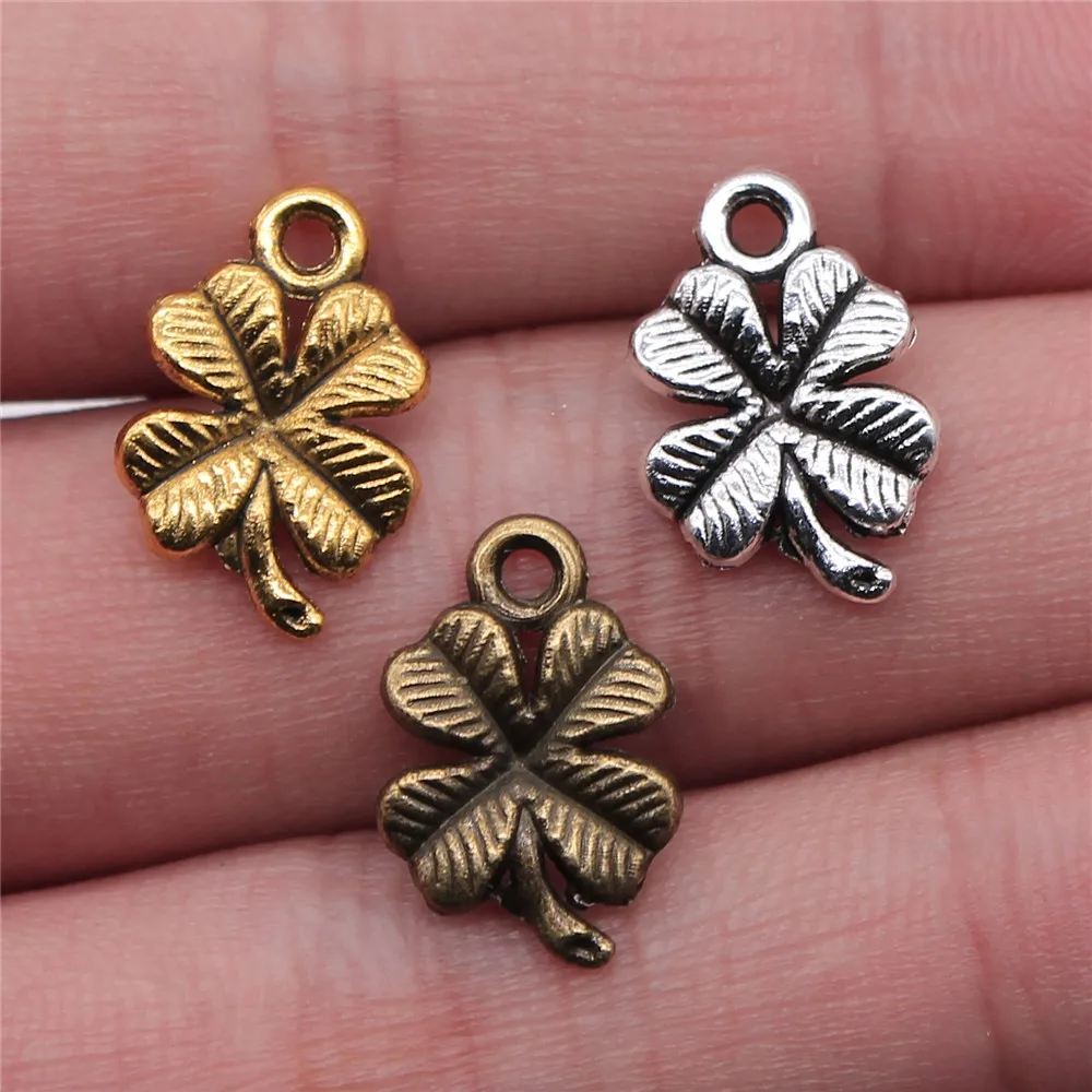 WYSIWYG 20pcs 17x11mm 3 Colors Lucky Irish Four Leaf Clover Charms DIY Handmade Jewelry Pendant