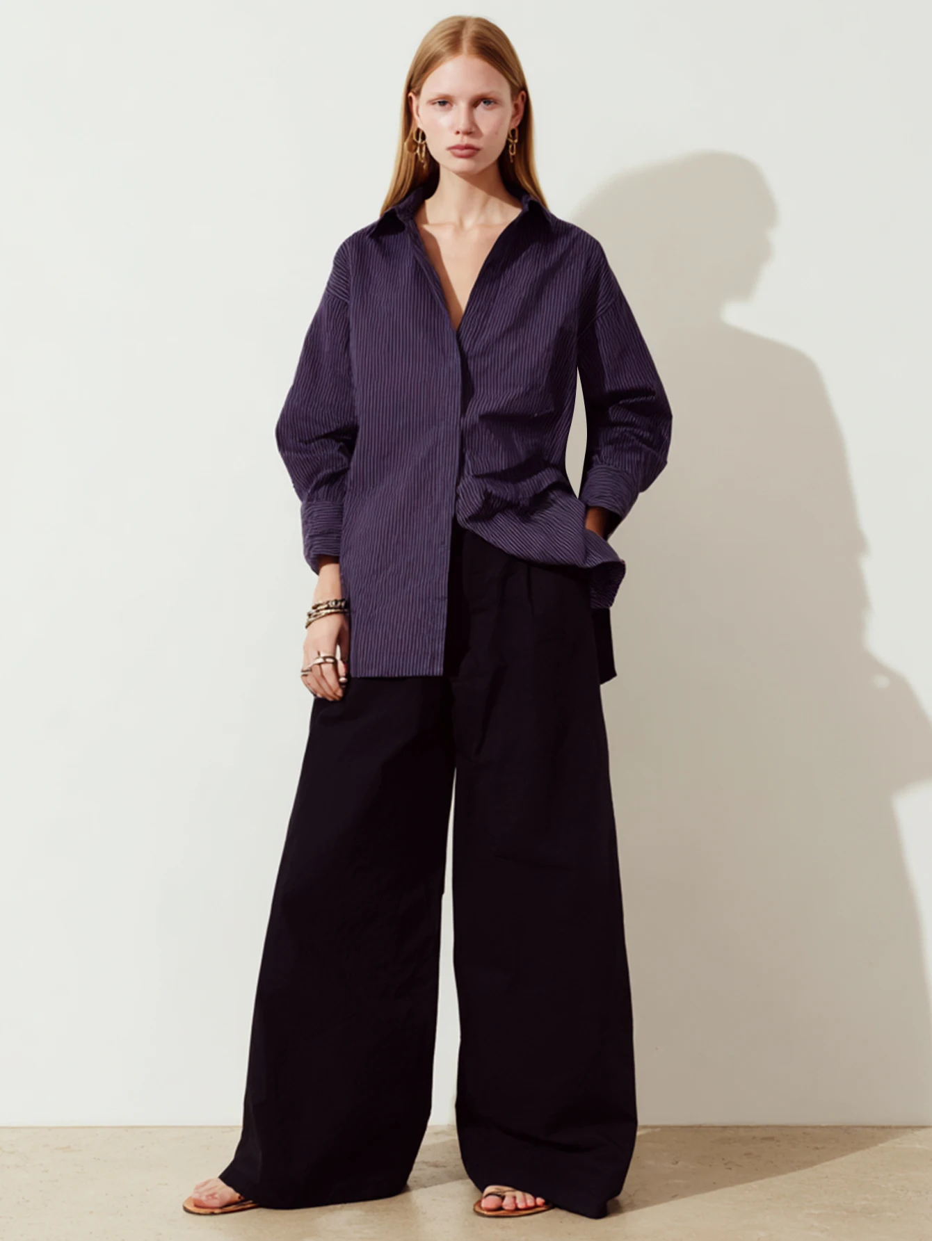 Women's Open Front Cuff Sleeve Shirt Comfortable Plain Casual Collar Autumn Top