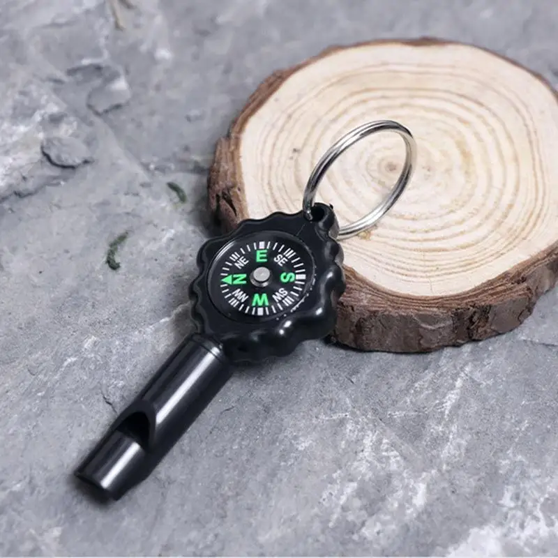 Survival Whistle With Compass Outdoor Multifunctional Tool 2 In1 Compass Integrated Clear & Loud Sound For Hiking Camping