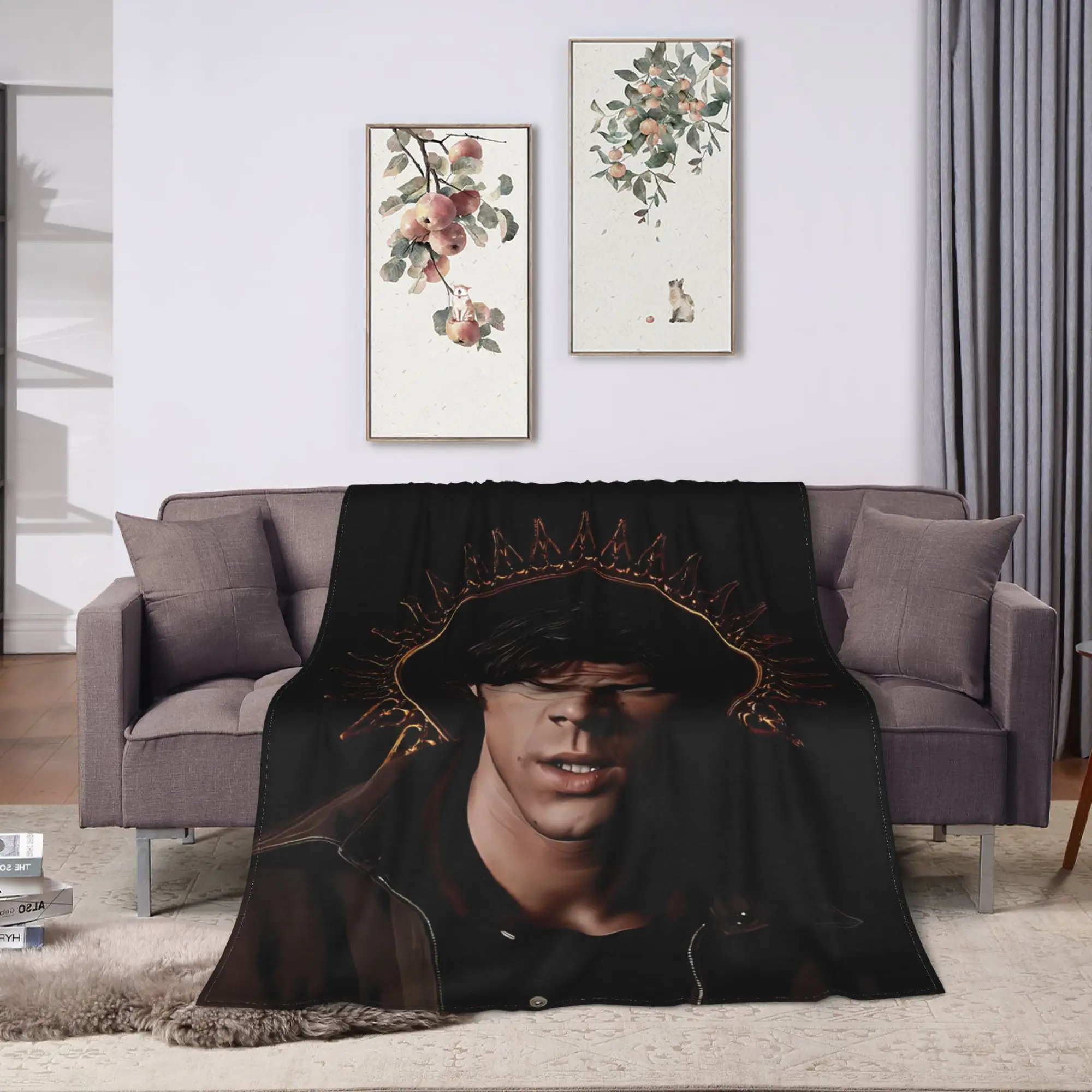 Soft Warm Blanket Students Travel Sam Winchester Supernatural Throw Blanket  Flannel Bedspread For Home Decor Novelty Sofa Cover