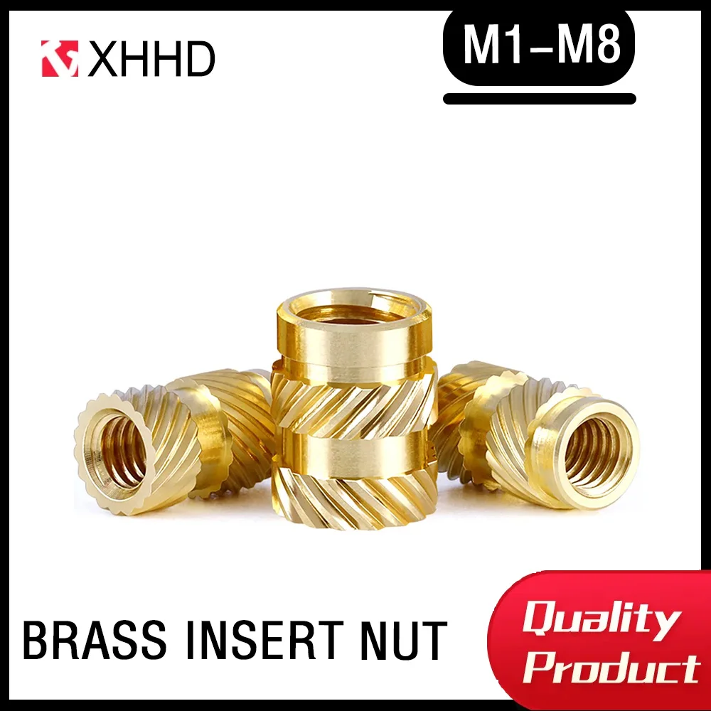 M1 M1.4 M1.6 M2 M2.5 M3 M4 M5 M6 M8 Insert Brass Nut Knurled Thread Nutsert Hot Melt Heat Injection Molding Embedded Copper Nut