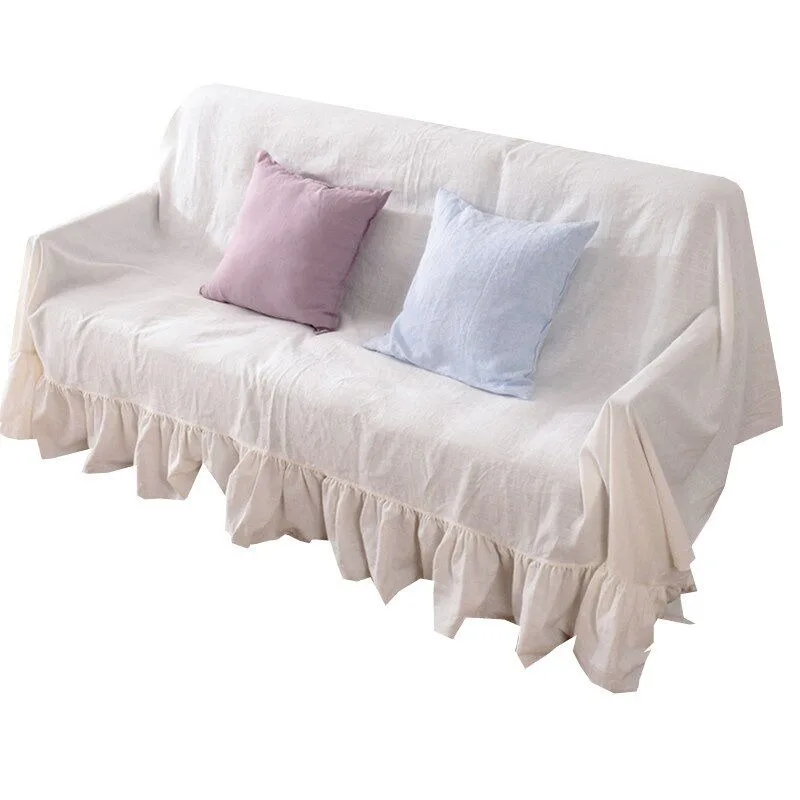 Nordic Minimalist Solid Linen Sofa Throw, Full Coverage Dustproof Cloth, Universal Customizable Household Couch Protector