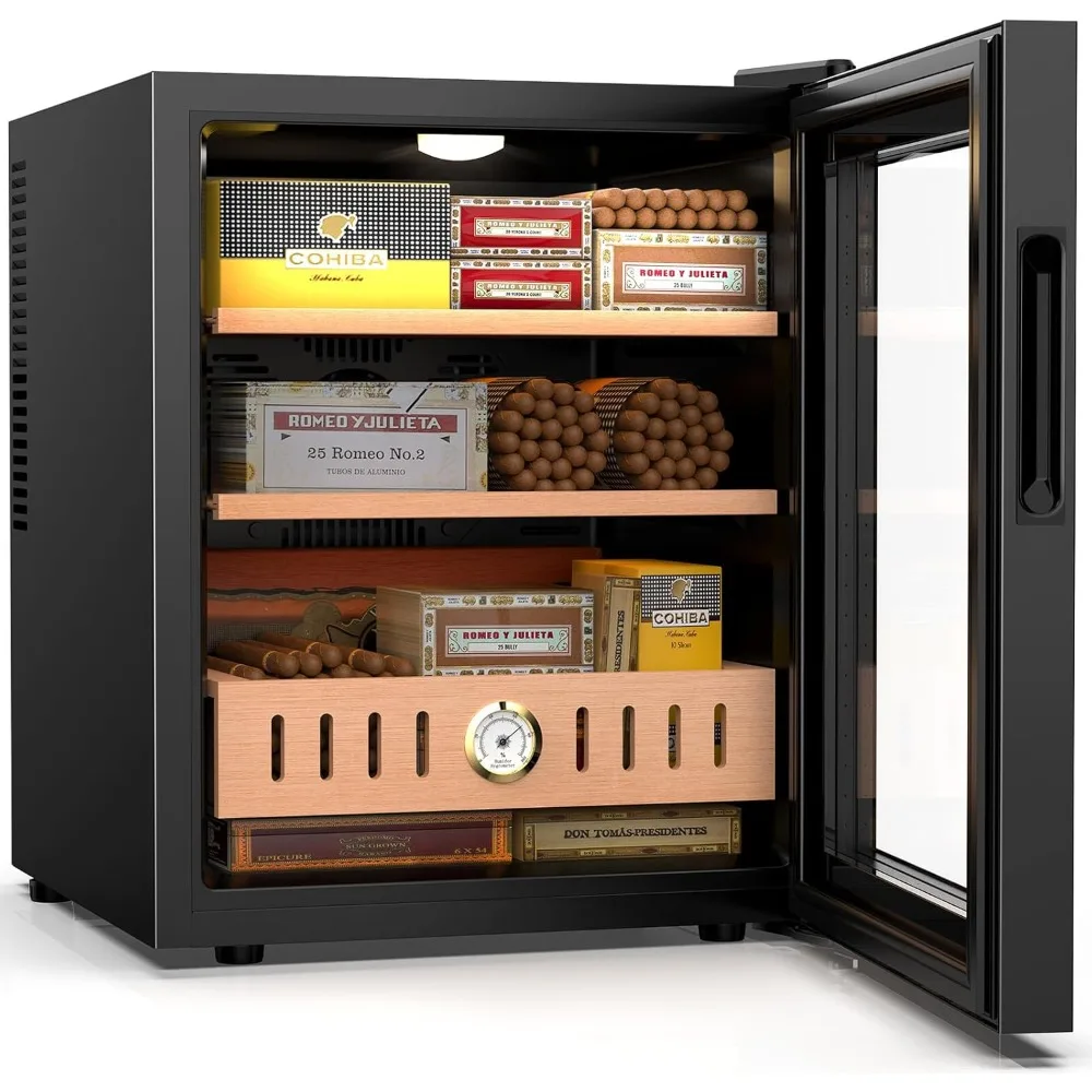 50L Electric Humidor, 300 Counts Cigar Humidor Cabinet with Cooling Temperature Control, Electric Cooling Cigar Fridge