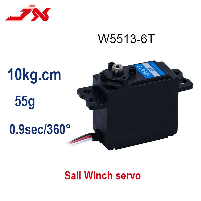 JX Servo W5513-6T 10kg Metal Gear Sail Winch Servo Kingmax SW5513-6MA 0.09sec 360° For Rc Sailing Competition Steering Gear