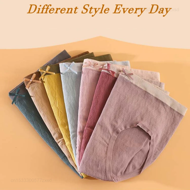 Xiaomi ชุดชั้นในสตรีผ้าคอตตอนแท้3ชิ้น/ล็อตกางเกงในไร้รอยต่อกางเกงในลูกไม้ขอบกลางเอวระบายอากาศกางเกงชั้นใน M-L หลากสี