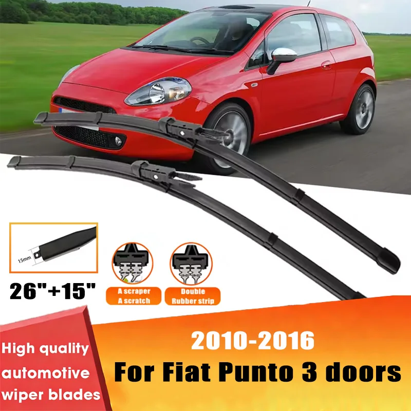

2pcs Wiper Front Wiper Blades Set For Fiat Punto 3 Doors 2010-2016 2011 2012 Windshield Windscreen Window 26"+15"Car Accessories