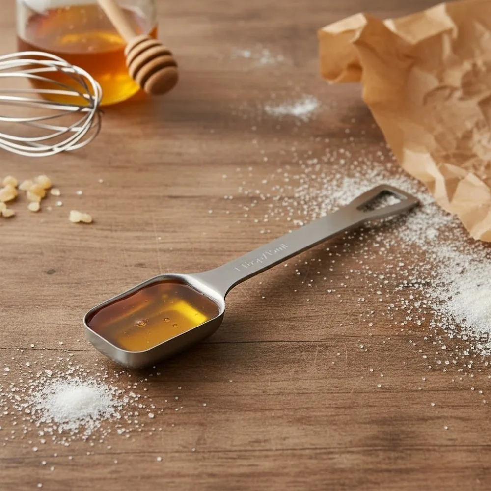304 Stainless Steel Square Head Measuring Spoon 15 ML With Scaled Seasoning Spoon Hanging Hole Long Handle Coffee Scoop Baking