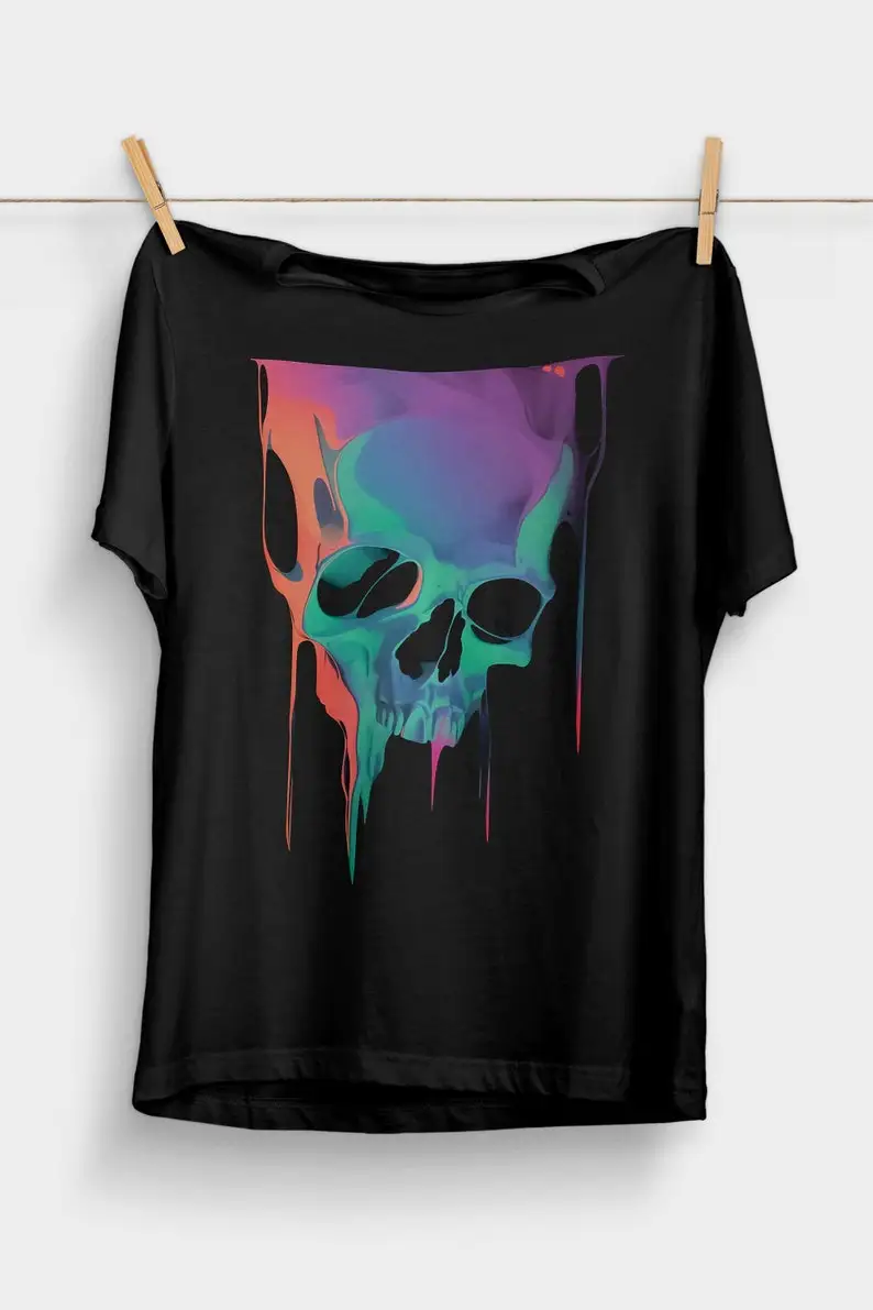 (Duplicate) Weirdcore Skull Melt: Psychedelic Trippy Pastel Goth Horror Apparel