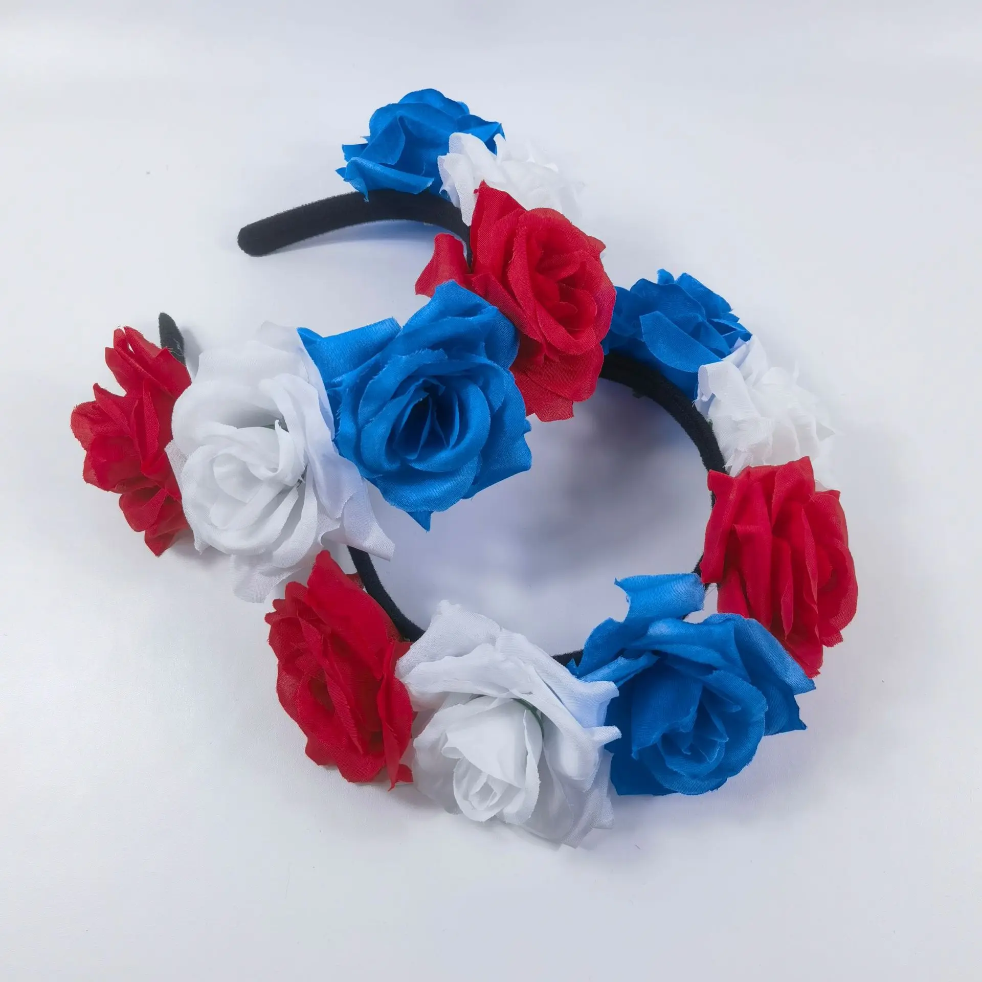 2024 French National Flag Accessories Hairband Blue White Red Rose Flower Headband Party Celebration