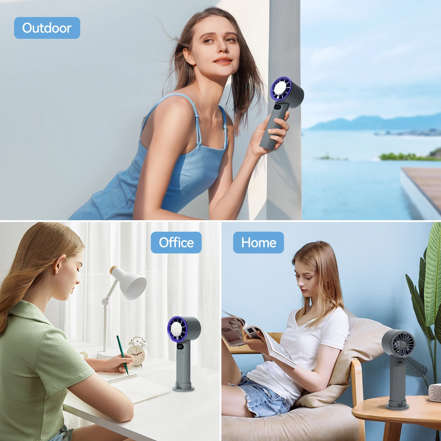 Novo ventilador portátil de 120 velocidades, mini ventiladores portáteis, resfriamento instantâneo com modo de gelo, recarregável, elegante, ventilador pessoal para mulheres ao ar livre