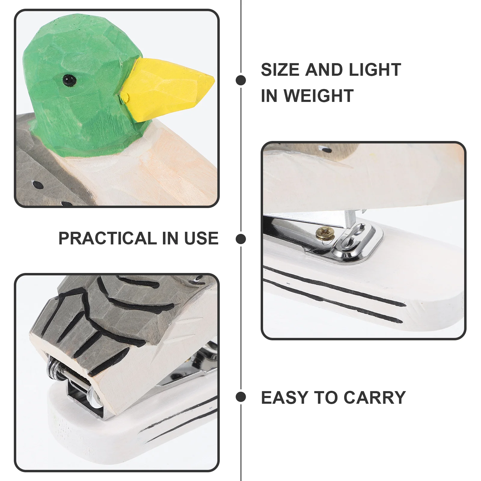Grapadora tallada en madera, libro, adorno de animales, pequeñas decoraciones de madera, papelería divertida, Mini patos de oficina