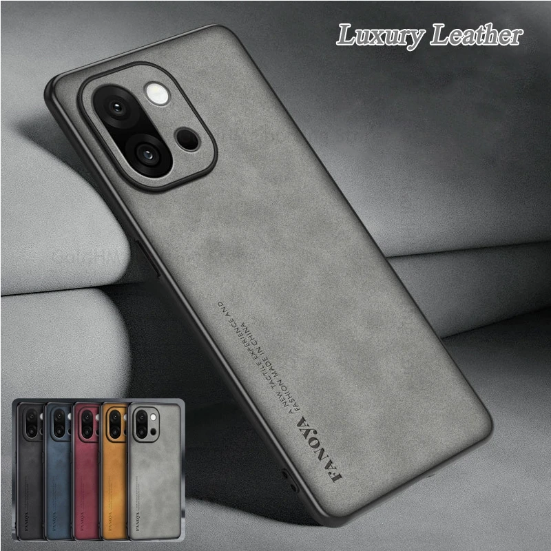 

For OnePlus 15T 15R 15 13T Sheepskin Leather Phone Shockproof Case For OnePlus 13 12R 11R 10 Pro Soft TPU Bumper Protector Cover