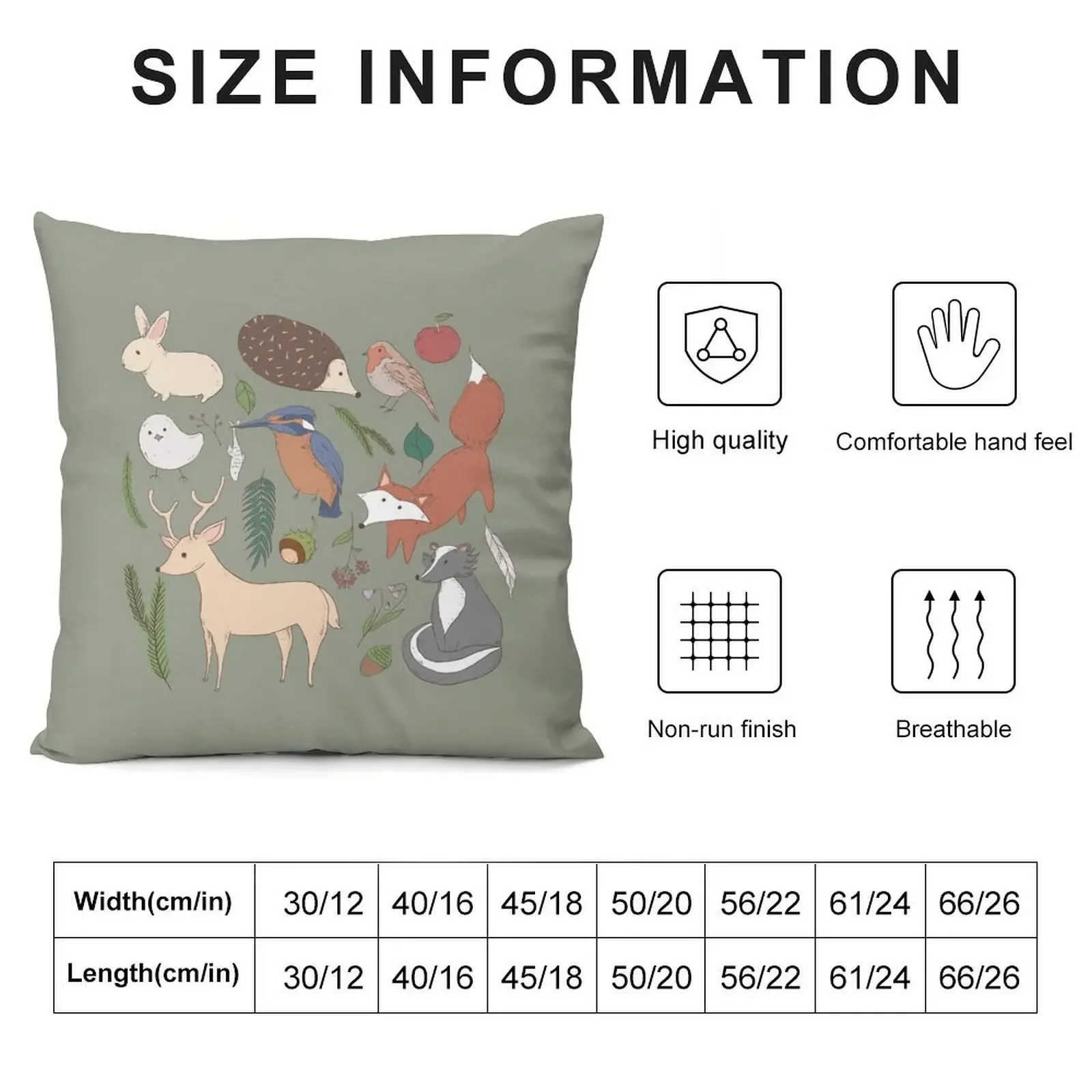 Woodland Animals Throw Pillow Rectangular Cushion Cover Marble Cushion Cover Pillowcases Couch Cushions pillow