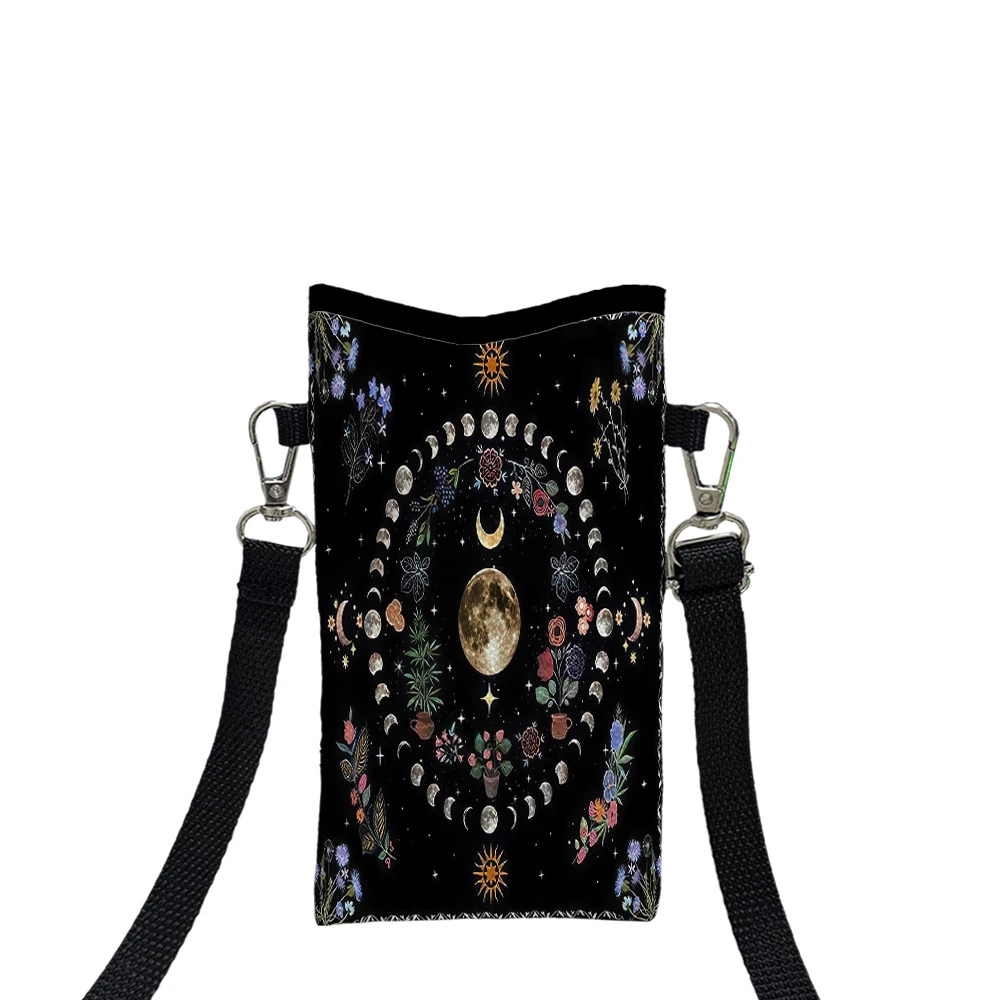 

Black Sun and Moon Pattern Mobile Phone Bag Multifunctional Crossbody Phone Bag Adjustable Strap Shoulder Bag for Women10.14