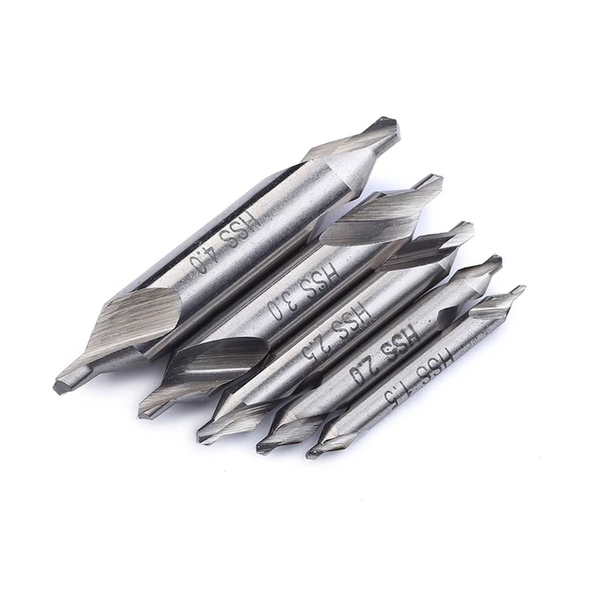 

5Pcs Center Drill Bit Hss Double-Ended Set 15mm 25mm 2mm 3mm 4mm Lathe Spotting Drill for Conical Hole Machining
