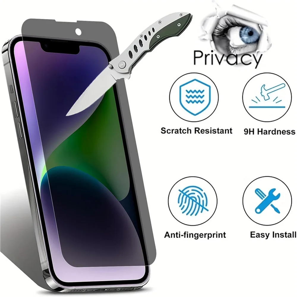 2PCS Privacy Screen Protector For iPhone 13 14 15 16 Pro Max Anti Spy Glass For iPhone 11 12 16 Plus Pelicula Privacidade