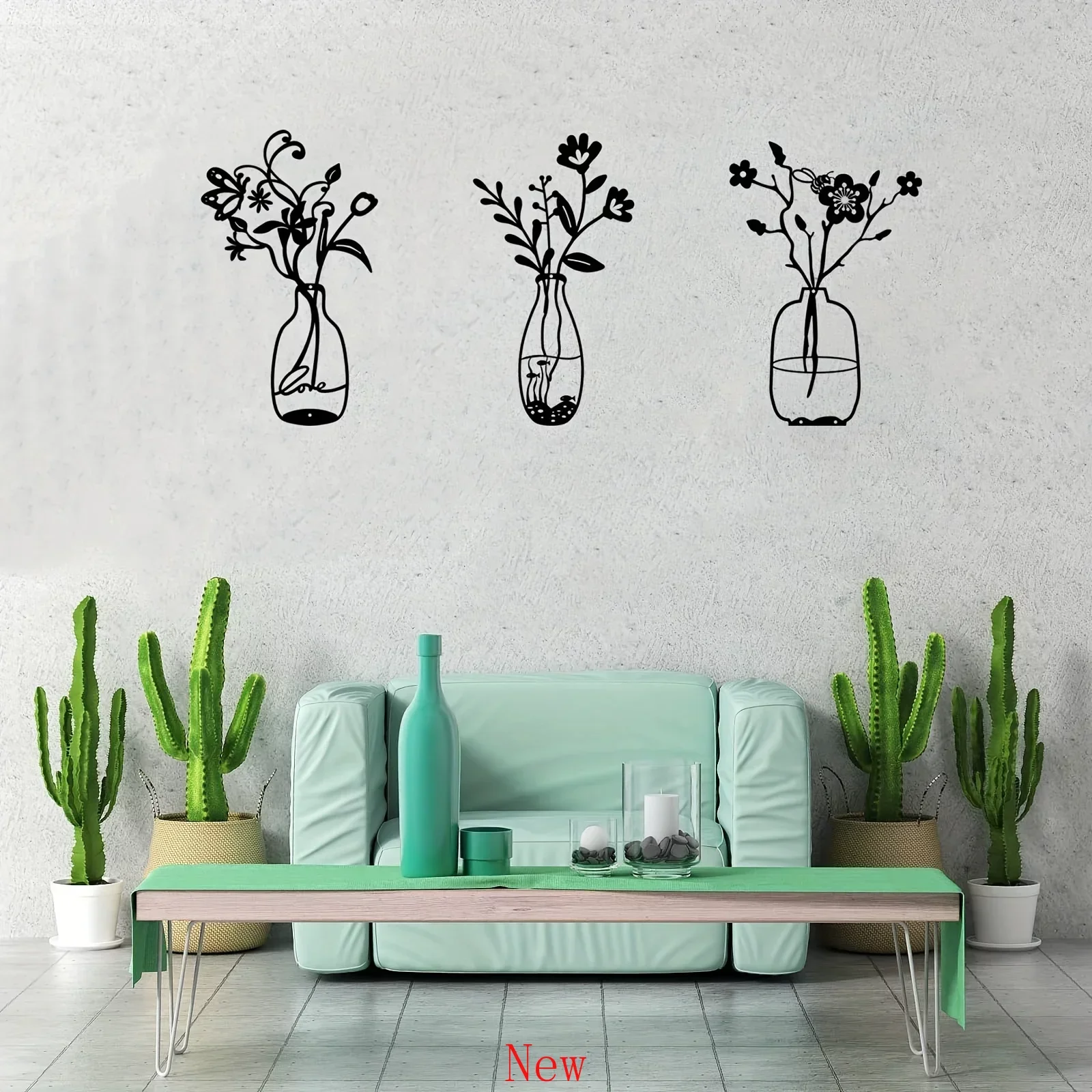 Promotion 3pcs/set Black Metal Flower Wall Mounted Decor Art Flower Signs Sculpture Patio Balcony Home Decor Wall Sticker Decor