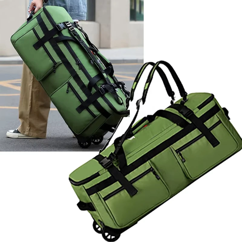 سعة كبيرة عجلات السفر عادية حقيبة عصرية 180 افتتاح الأمتعة على ظهره متعددة جيب أكياس تخزين متعددة الوظائف #1