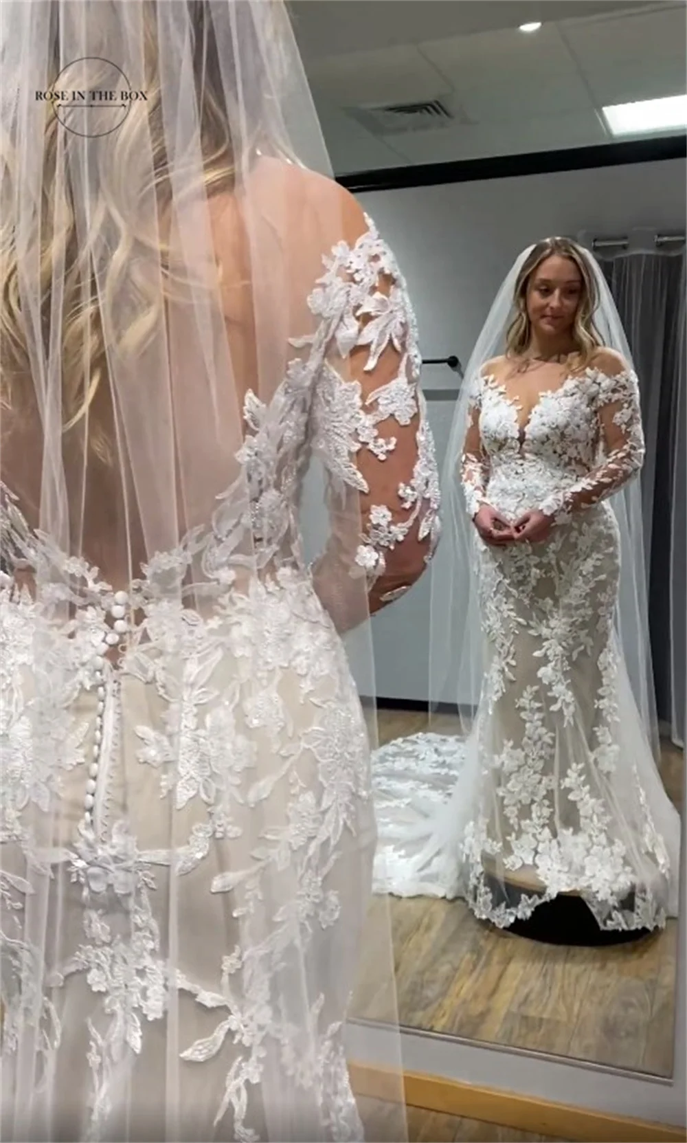 Vintage Sheer Long Sleeves Floral Lace Mermaid Wedding Dresses 2023 Vestidos De Novia Custom Made Floor Length Bridal Gowns