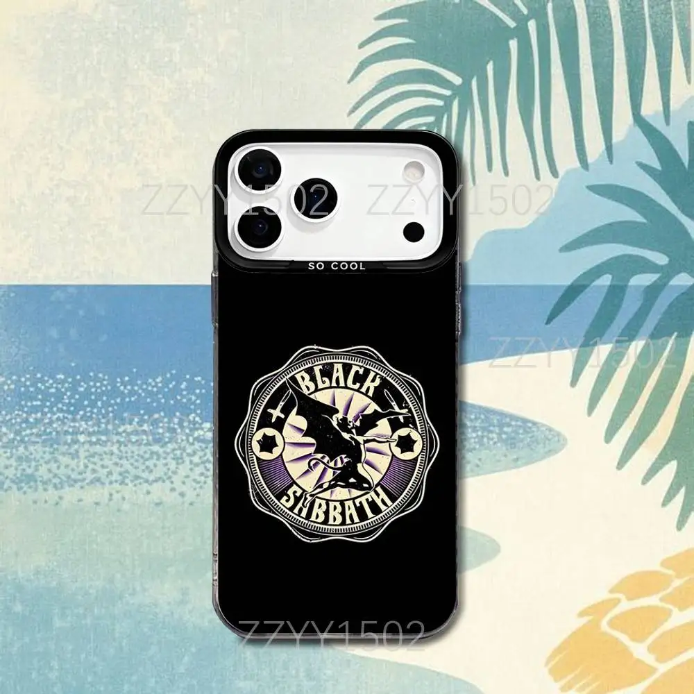 حافظة هاتف B-BlackS S-Sabbath Paranoid لهاتف iPhone 17,16,15,14,13,12,X,8,Pro,Max,Plus,SE4,Air, Mini HD Black IMD Matte