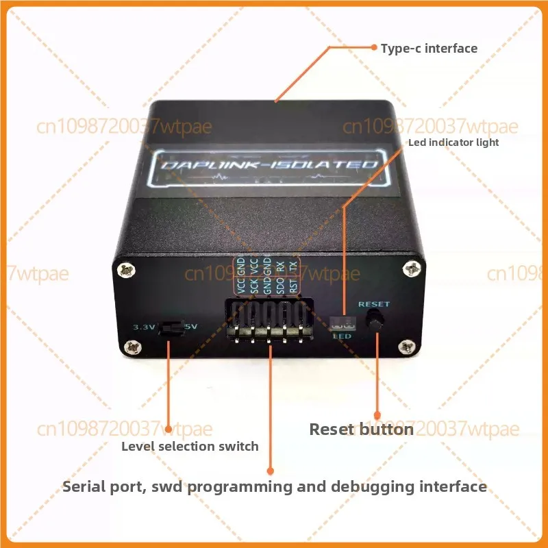 For High‑Voltage Isolated DAPLINK CMSIS‑DAP ARM Debug Downloader, With Serial Port