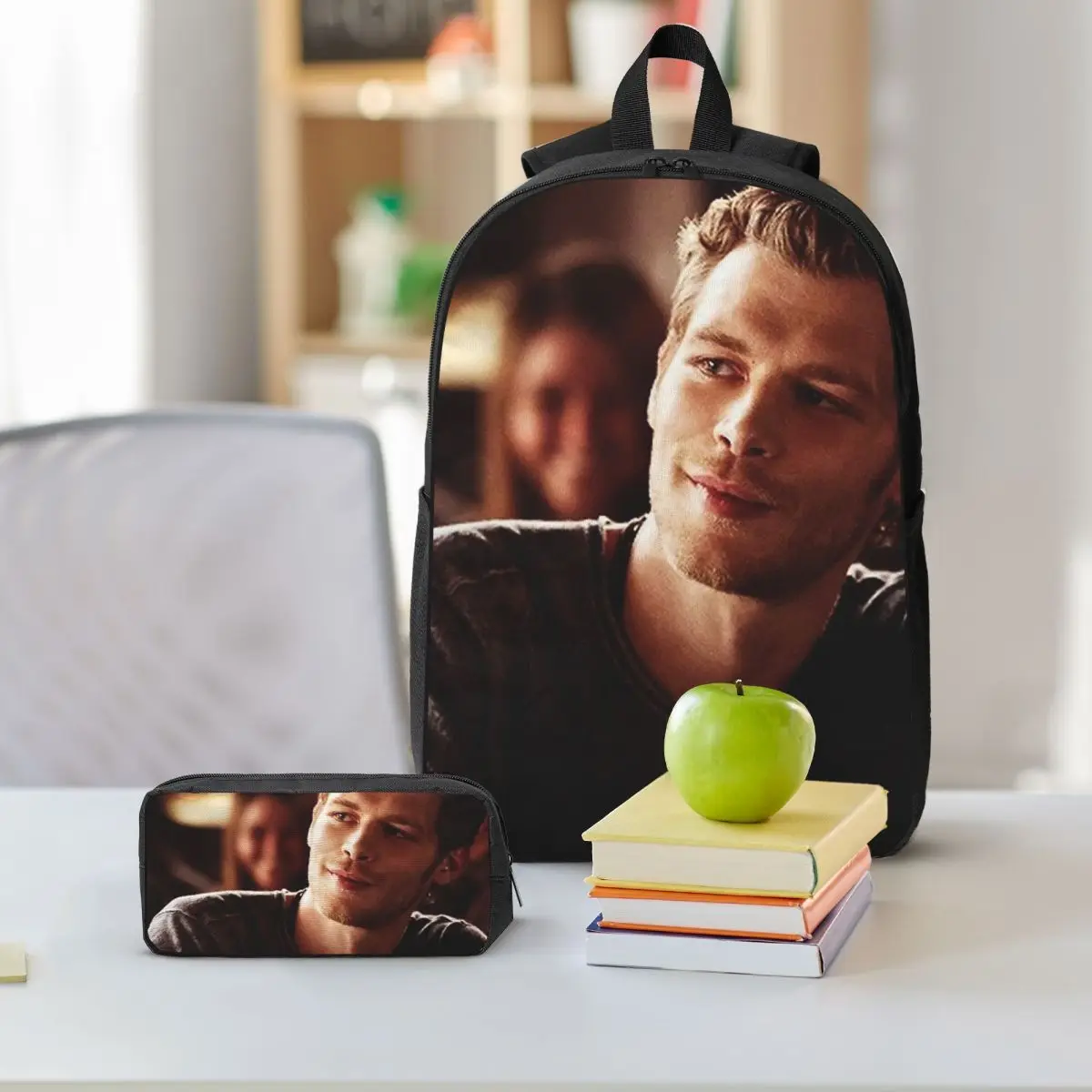 Klaus Mikaelson Backpack Boys Girls BookBag School Bag Shoulder Bags 3ps Insulated Lunch Bag Pencil Case