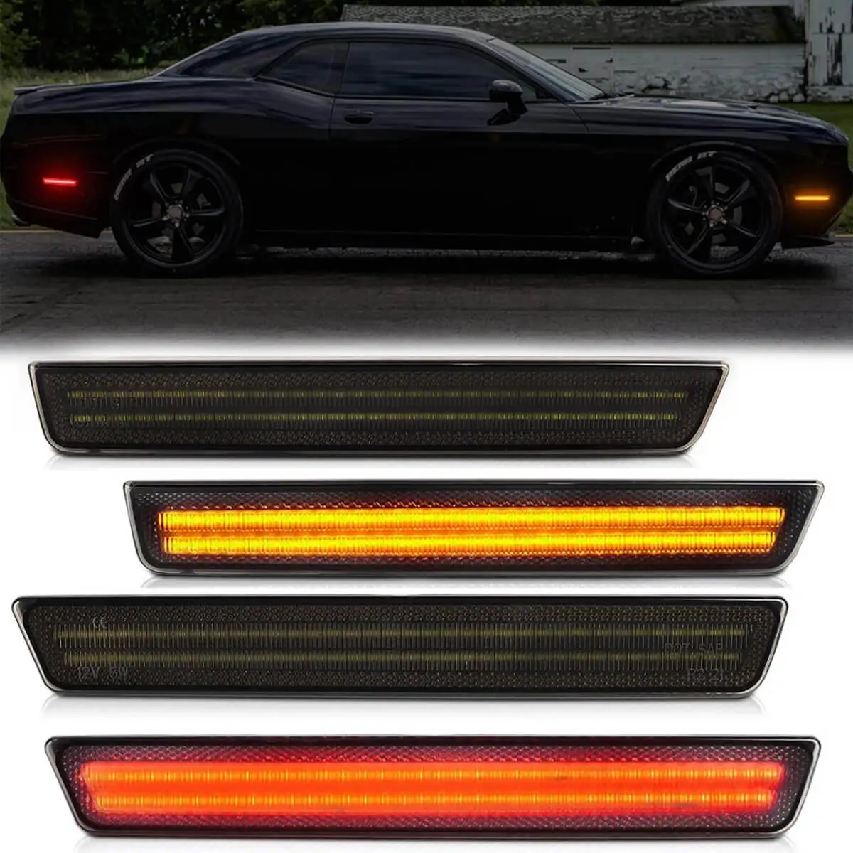 fit for Challenger 2015 2016 2017 2018 2019 2020 2021 2022 2023 Dodge 4PCS LED Side Marker Light Signal Lamp Car accessories