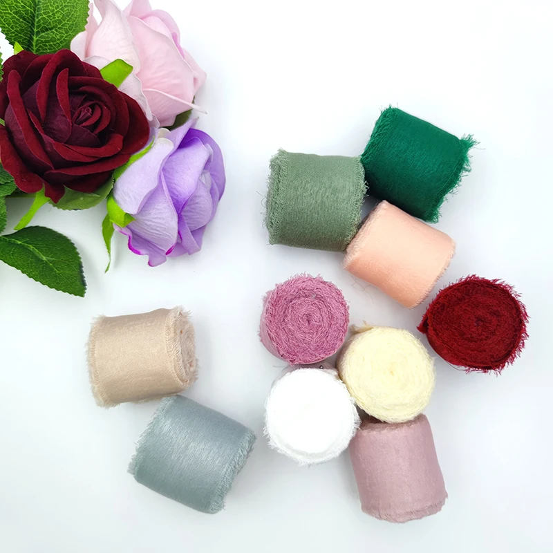 Pure Cotton Hand Torn Raw Edge Ribbon DIY Gift Box Packaging Greeting Card Decoration Bride Hand Stick Flower Flower Tie Ribbon