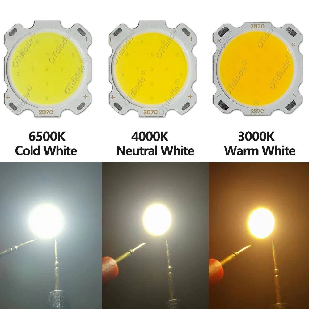 50-100pcs 28mm 3W/5W/7W/10W/12W High Power LED COB Light Beads 9V 15V 21V 36v lamp Bead LED Bulb Chip Spot Light Downlight Diode