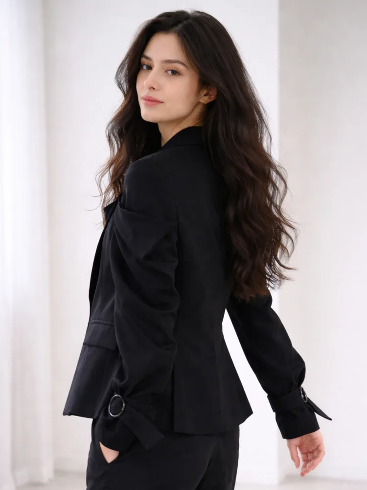 ONEXWEN White Puff Sleeve Blazer For Women Elegant Oversized Suit Jacket Office Lady Loose Fit Coat Fashion Outerwear ZM5181