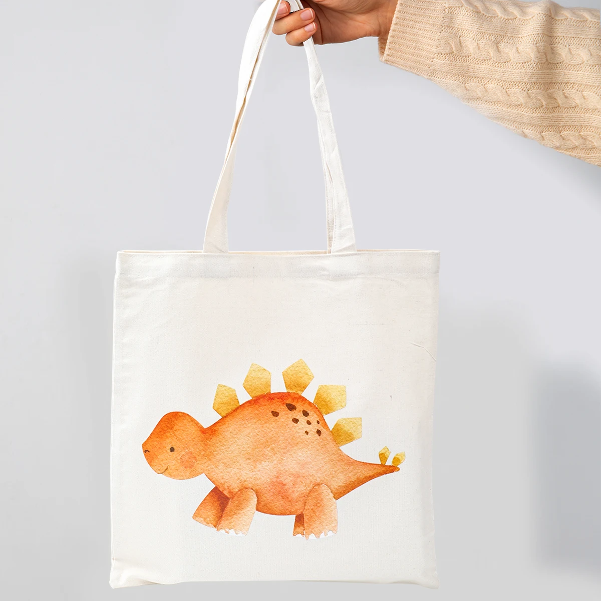 Cute Dinosaur Canvas Shopping Bag Casual Kids Shopping Bags borsa di grande capacità Boy Girl Tote borse a tracolla studente Bookbag