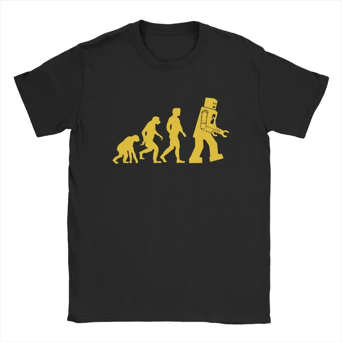 Unisex Creative Evolution Sequence Graphic T-Shirt Sci-Fi Robot Finale Silhouette Casual Tee