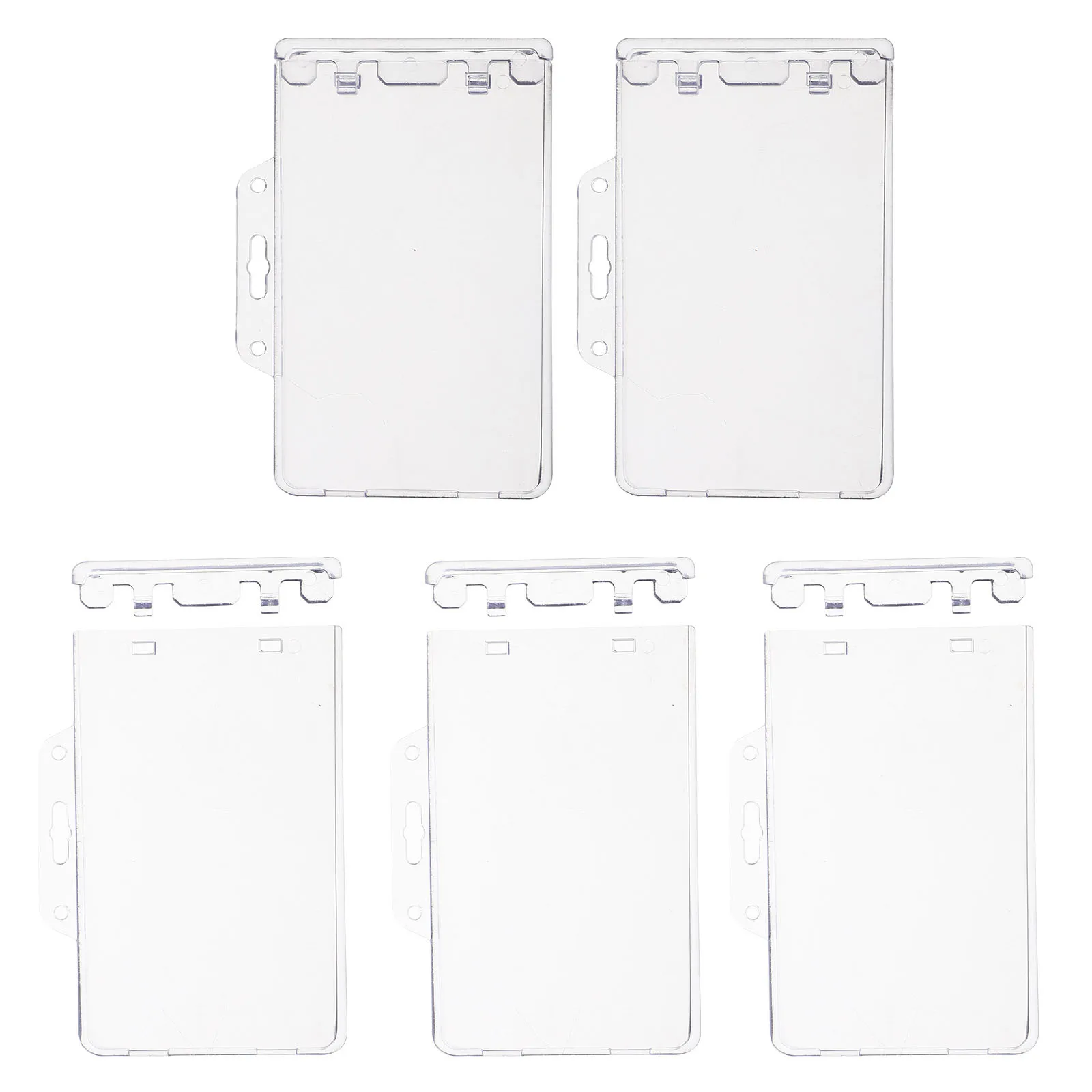 ซองใส่บัตร 5 ชิ้น สำหรับใส่บัตรประจำตัว ป้ายชื่อ ป้องกันรอยขีดข่วน แบบใส แนวนอน พร้อมคลิปล็อค สำหรับบัตรเครดิตและธุรกิจ