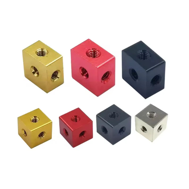 Weiyi aleación de aluminio M3 M4 M5 M6 M8 M10 conector de bloque fijo de tres lados tuerca con agujeros tuerca Hexagonal tuerca cúbica