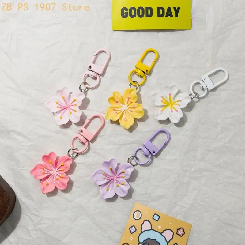 20 Pieces Floral Keychain Cherry Design In 5 Colors Resin Hook Decoration For Handbag Gift Giving 55KA