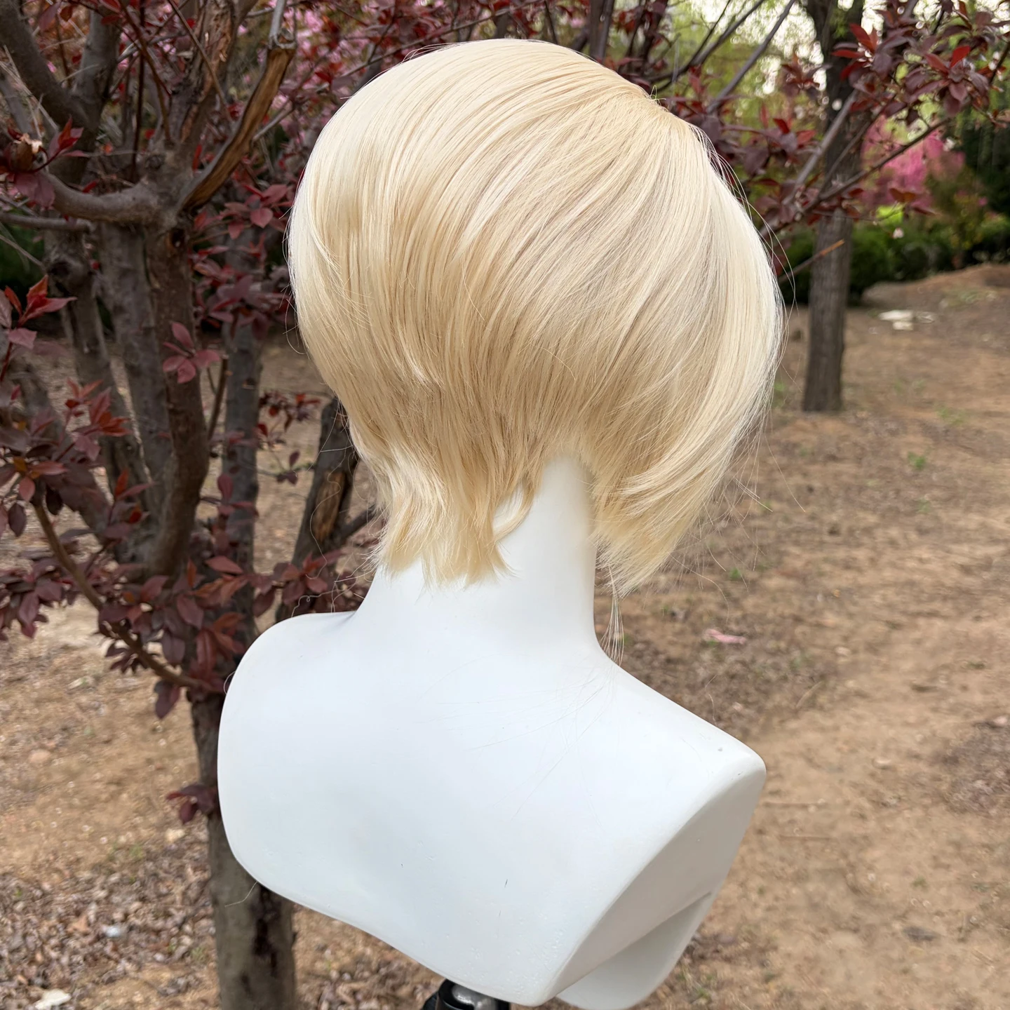 Golden Blonde Bob Wig Short Cut 13X4 Synthetic Lace Front Wigs Widow's Peak Synthetic Hair Wig 8inch 150%Density