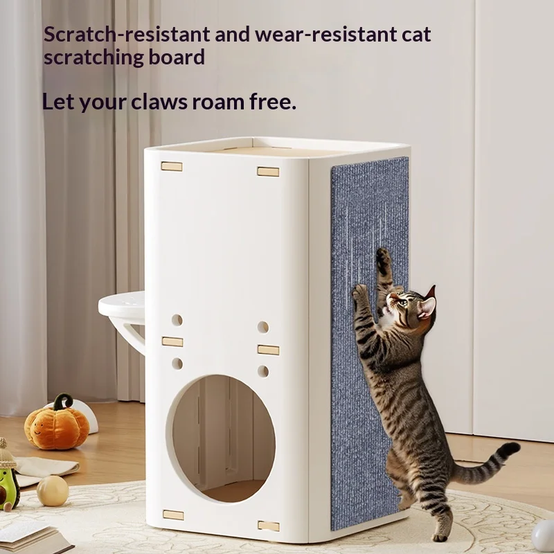 Árbol rascador cerrado de varios niveles con cueva cálida para gato - imagen 3
