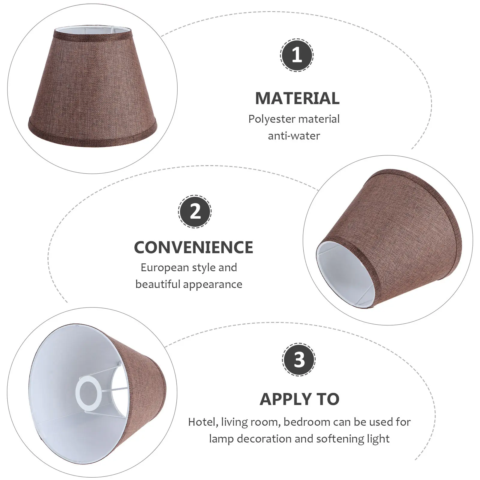 Coffee Brown Cotton Linen Lampshade for E27 Base – Modern Chic Light Cover for Bedroom & Living Room Decor