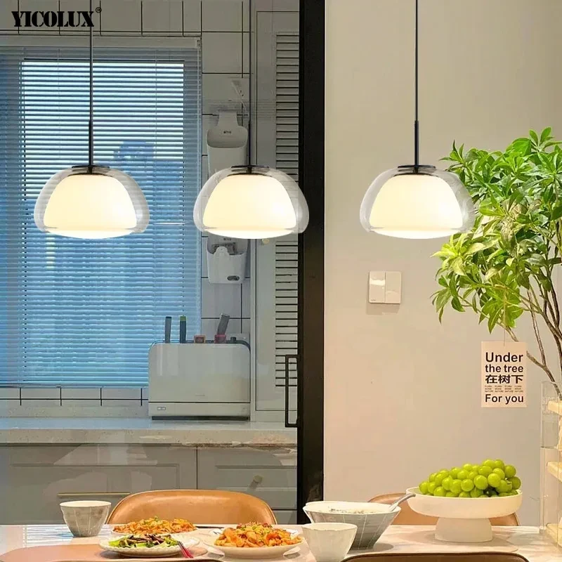 Kitchen lamps Led Pendant Lamps Nordic Hanging Lights Glass lampshade indoor Lighting Fixtures  Modern TV Background home decor