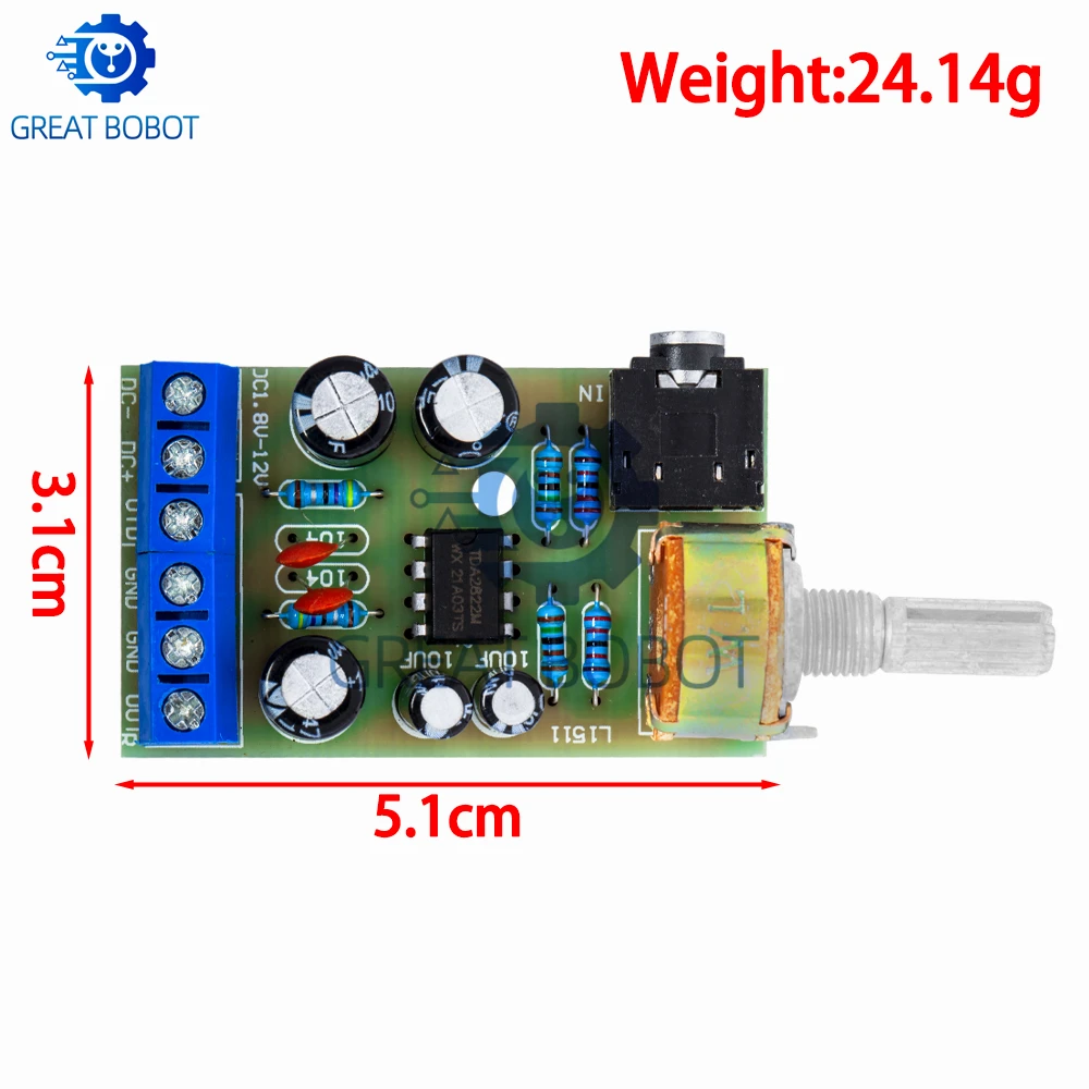 BS 1 قطعة TDA2822M 2.0 ستيريو مضخم الصوت مجلس ثنائي القناة أمبير AUX مكبر للصوت لوحة تركيبية تيار مستمر 1.8-12 فولت الصوت مجلس