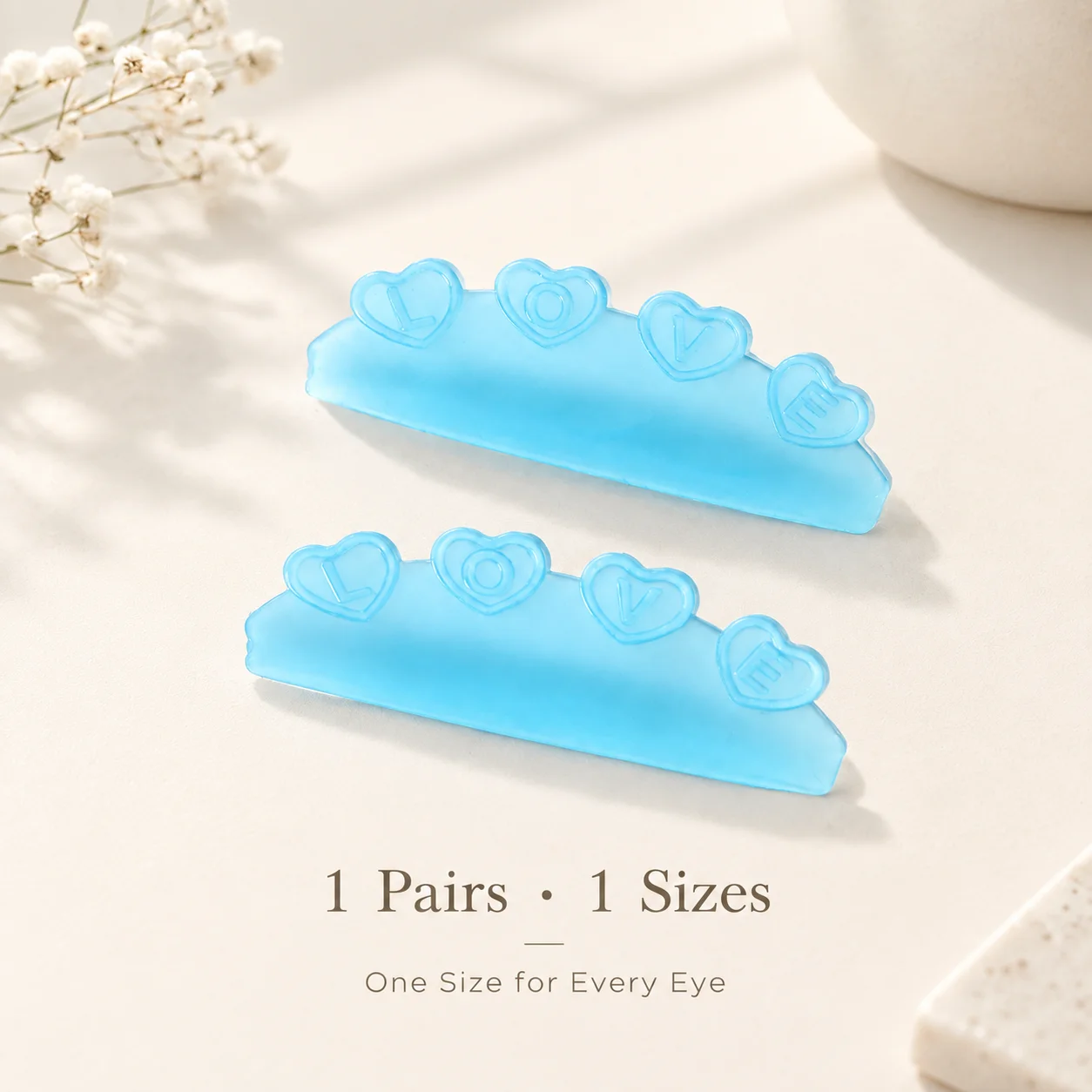 BLACKWINGS Lash Lift Softening Pad 1 Pair, Love Design, Self-Adhesive 0.5mm Ultra-Thin Silicone, Reusable Eyelash Perm Pad for H