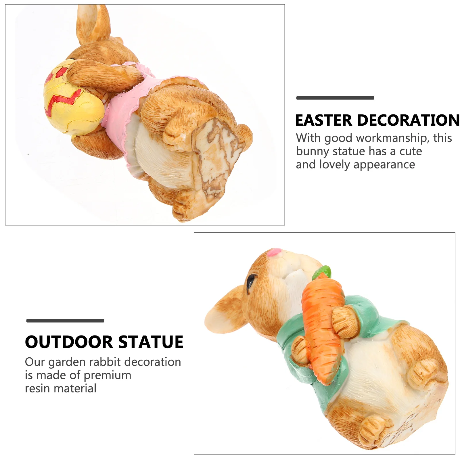 

2Pcs Resin Outdoor Garden Rabbit Statue Easter Bunny Lawn Ornament Cute Bunny Yard Decoration Garden Rabbit Statue