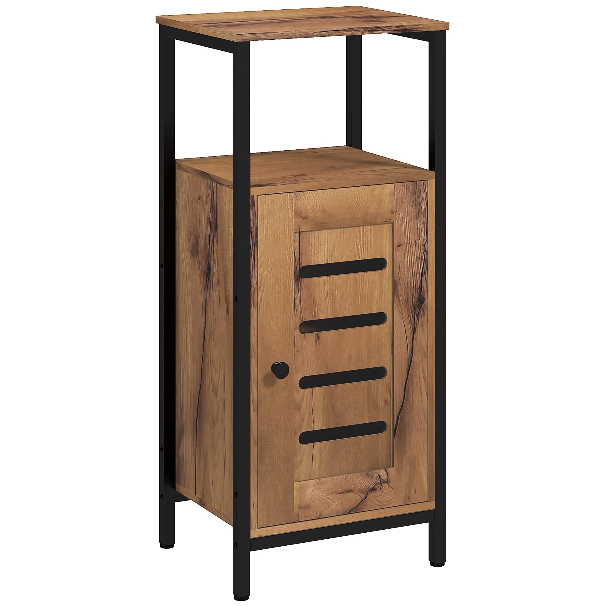 kleankin Mobile bagno Bleankin con anta piatta, armadietto WC con struttura in acciaio, mobiletto contenitore con ripiano aperto e regolabile, 37x30x8