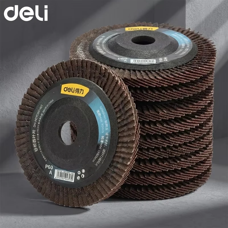 DELI 100mm Brown Fused Alumina Flap Disc 60 Grit Professional Sanding Disc for Angle Grinder
