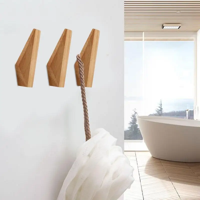 Creative Japanese Oak Hook Wall Coat Wooden Hook Clothes Robe Hanger Scarf Towel Earphone Hook Home Hotel Restaurant Decoration