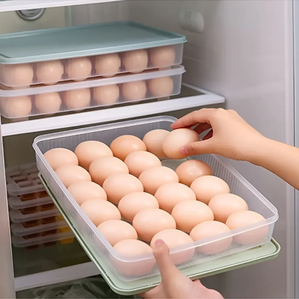 Refrigerator Egg Crisper Fresh-keeping Box 24 Grids Egg Storage Compartment Kitchen Transparent Plastic Thickened Egg Box