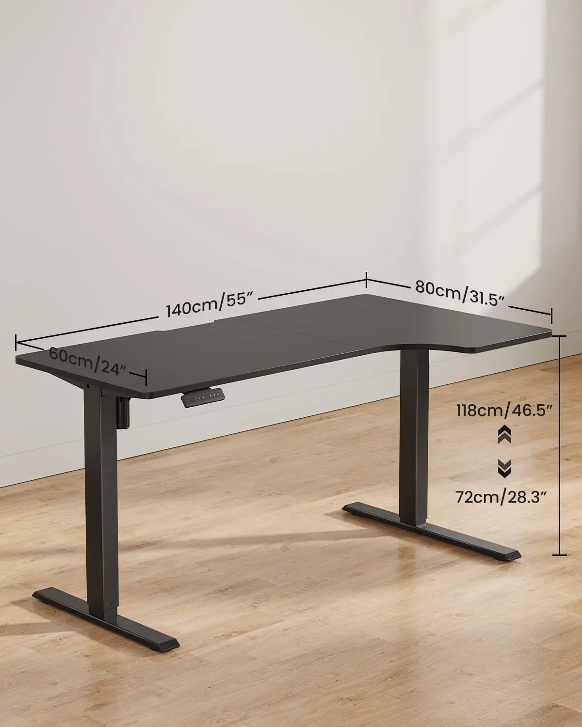 L Shaped Electric Standing Desk 55×32 Inch Height Adjustable 4 Memory Home Office Computer Workstation, Customized