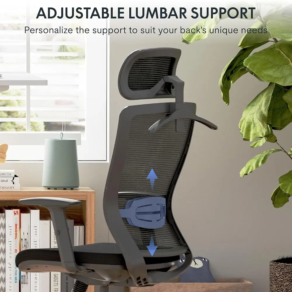 Ergonomic Office Chair, High Ba Swivel Computer Chair, Home Office Desk Chairs, With 2D Headrest/Adjustable Ba Support/Heavy